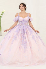 Load image into Gallery viewer, LA Merchandise LA257 Lilac/Blush Bustier Beaded Floral Ball Gown - LILAC BLUSH - LA Merchandise