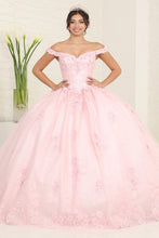 Load image into Gallery viewer, LA Merchandise LA260 Floral Off Shoulder Corset Bodice Ball Gown - BLUSH - LA Merchandise