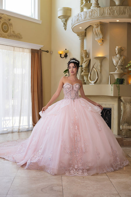 Wholesale Prom Gown Sweetheart Illusion Beaded Quince Gown By LA268