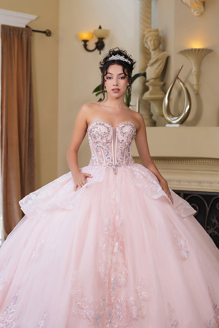 Wholesale Prom Gown Sweetheart Illusion Beaded Quince Gown By LA268
