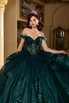 Load image into Gallery viewer, LA Merchandise LA270 Off-Shoulder Floral Applique Ball Gown with Glitter Tulle Skirt