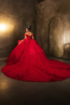 Load image into Gallery viewer, LA Merchandise LA270 Off-Shoulder Floral Applique Ball Gown with Glitter Tulle Skirt