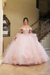 Load image into Gallery viewer, LA Merchandise LA270 Off-Shoulder Floral Applique Ball Gown with Glitter Tulle Skirt - PINK - Quinceanera Dress LA Merchandise