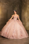 Load image into Gallery viewer, LA Merchandise LA270 Off-Shoulder Floral Applique Ball Gown with Glitter Tulle Skirt - ROSEGOLD - Quinceanera Dress LA Merchandise