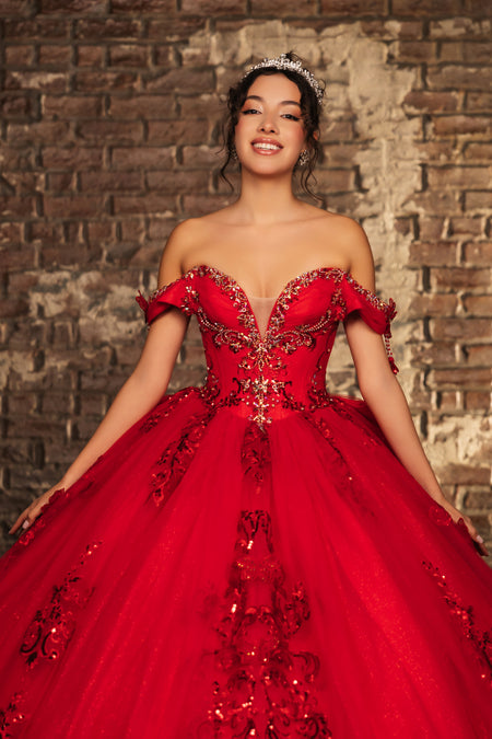 Wholesale Long Prom Dress Sweetheart Sequin Quince Ball Gown By LA274