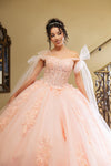 Load image into Gallery viewer, LA Merchandise LA280 Off-Shoulder Quinceañera Gown with 3D Floral Appliqué - - Quinceanera Dress LA Merchandise