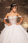 Load image into Gallery viewer, LA Merchandise LA281 Off-Shoulder Quinceañera Gown with Rhinestone Corset Bodice
