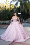 Load image into Gallery viewer, LA Merchandise LA281 Off-Shoulder Glitter Quinceañera Gown with Beaded Appliqués