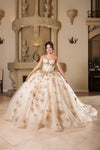 Load image into Gallery viewer, LA Merchandise LA282 Off-Shoulder Quinceañera Gown with Rhinestone Corset - CHAMPAGNE GOLD - Quinceanera Dress LA Merchandise
