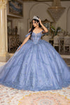Load image into Gallery viewer, Wholesale Off-Shoulder Quinceanera Ball Gown with Beaded Floral Applique and Corset Bodice by LA283 - - Quinceanera Dress LA Merchandise