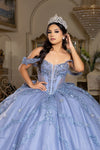 Load image into Gallery viewer, Wholesale Off-Shoulder Quinceanera Ball Gown with Beaded Floral Applique and Corset Bodice by LA283 - - Quinceanera Dress LA Merchandise