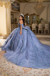 Load image into Gallery viewer, Wholesale Off-Shoulder Quinceanera Ball Gown with Beaded Floral Applique and Corset Bodice by LA283 - - Quinceanera Dress LA Merchandise