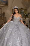 Load image into Gallery viewer, Wholesale Off-Shoulder Quinceanera Ball Gown with Beaded Floral Applique and Corset Bodice by LA283 - - Quinceanera Dress LA Merchandise