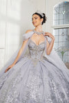 Load image into Gallery viewer, Wholesale Quinceanera Ball Gown with Detachable Cape and Glitter Applique By LA284 - - Quinceanera Dress LA Merchandise