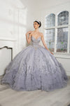 Load image into Gallery viewer, Wholesale Quinceanera Ball Gown with Detachable Cape and Glitter Applique By LA284 - - Quinceanera Dress LA Merchandise