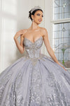 Load image into Gallery viewer, Wholesale Quinceanera Ball Gown with Detachable Cape and Glitter Applique By LA284 - - Quinceanera Dress LA Merchandise