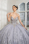 Load image into Gallery viewer, Wholesale Quinceanera Ball Gown with Detachable Cape and Glitter Applique By LA284 - - Quinceanera Dress LA Merchandise