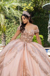 Load image into Gallery viewer, Wholesale Quinceañera Ball Gown with Off-Shoulder Floral Lace Appliqué by LA285