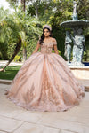 Load image into Gallery viewer, Wholesale Quinceañera Ball Gown with Off-Shoulder Floral Lace Appliqué by LA285