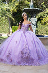 Load image into Gallery viewer, Wholesale Elegant Quinceañera Ball Gown with Layered Skirt Floral Lace Appliqué by LA286 - LILAC - Quinceanera Dress LA Merchandise