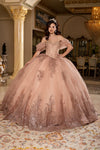 Load image into Gallery viewer, Wholesale Ball Gown with Corset Bodice Glitter Tulle Skirt &amp; Cathedral Train By LA287 - ROSEGOLD - Quinceanera Dress LA Merchandise