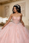 Load image into Gallery viewer, Wholesale Quinceañera Gown Strapless Corset Dress with Beaded Lace &amp; Glitter Tulle Skirt By LA288