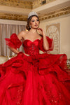 Load image into Gallery viewer, Wholesale Quinceañera Ball Gown with Corset Bodice Tiered Tulle Skirt &amp; Lace Appliqué By LA289