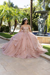 Load image into Gallery viewer, Wholesale Off Shoulder Ball Gown with Corset Bodice Crystal Embroidery &amp; Chapel Train By LA293 - ROSEGOLD - Quinceanera Dress LA Merchandise