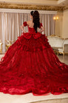 Load image into Gallery viewer, Wholesale Off-Shoulder Quinceañera Ball Gown Sequin Lace Embroidered Layered Skirt by LA295