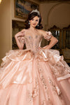 Load image into Gallery viewer, Wholesale Off-Shoulder Quinceañera Ball Gown Sequin Lace Embroidered Layered Skirt by LA295