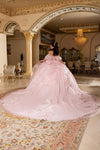 Load image into Gallery viewer, Wholesale Quinceañera Ball Gown Off-Shoulder Glitter Tulle Corset Dress by LA296