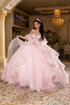 Load image into Gallery viewer, Wholesale Quinceañera Ball Gown Off-Shoulder Glitter Tulle Corset Dress by LA296