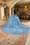 Load image into Gallery viewer, Wholesale Quinceañera Ball Gown Off-Shoulder Glitter Tulle Corset Dress by LA296