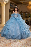 Load image into Gallery viewer, Wholesale Quinceañera Ball Gown Off-Shoulder Glitter Tulle Corset Dress by LA296