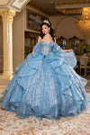 Load image into Gallery viewer, Wholesale Quinceañera Ball Gown Off-Shoulder Glitter Tulle Corset Dress by LA296