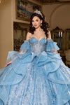 Load image into Gallery viewer, Wholesale Quinceañera Ball Gown Off-Shoulder Glitter Tulle Corset Dress by LA296