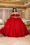 Load image into Gallery viewer, Wholesale Quinceañera Ball Gown Off-Shoulder Glitter Tulle Corset Dress by LA296