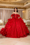 Load image into Gallery viewer, Wholesale Quinceañera Ball Gown Off-Shoulder Glitter Tulle Corset Dress by LA296
