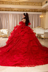 Load image into Gallery viewer, Wholesale Quinceañera Ball Gown Off-Shoulder Glitter Tulle Corset Dress by LA296