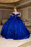 Load image into Gallery viewer, Wholesale Off-Shoulder Beaded Corset Glitter Tulle Ballgown Quinceañera Dress with Bow by LA297