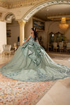 Load image into Gallery viewer, Wholesale Off-Shoulder Beaded Corset Glitter Tulle Ballgown Quinceañera Dress with Bow by LA297