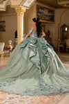 Load image into Gallery viewer, Wholesale Off-Shoulder Beaded Corset Glitter Tulle Ballgown Quinceañera Dress with Bow by LA297
