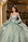 Load image into Gallery viewer, Wholesale Off-Shoulder Beaded Corset Glitter Tulle Ballgown Quinceañera Dress with Bow by LA297