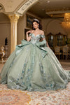 Load image into Gallery viewer, Wholesale Off-Shoulder Beaded Corset Glitter Tulle Ballgown Quinceañera Dress with Bow by LA297