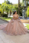 Load image into Gallery viewer, Wholesale Off-Shoulder Beaded Corset Glitter Tulle Ballgown Quinceañera Dress with Bow by LA297