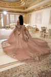 Load image into Gallery viewer, Wholesale Off-Shoulder Beaded Corset Glitter Tulle Ballgown Quinceañera Dress with Bow by LA297