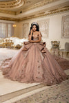 Load image into Gallery viewer, Wholesale Off-Shoulder Beaded Corset Glitter Tulle Ballgown Quinceañera Dress with Bow by LA297