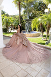 Load image into Gallery viewer, Wholesale Off-Shoulder Beaded Corset Glitter Tulle Ballgown Quinceañera Dress with Bow by LA297