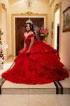 Load image into Gallery viewer, Wholesale Off-Shoulder Sweetheart Beaded Sequin Lace Corset Ballgown Quinceanera Gown by LA298 - - Long Formal Dresses LA Merchandise