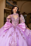 Load image into Gallery viewer, Wholesale Beaded Illusion Sweetheart Puff Sleeve Glitter Tulle Ballgown Quinceañera Gown by LA299